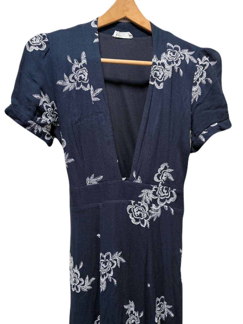 Embroidered Navy Blue Maxi